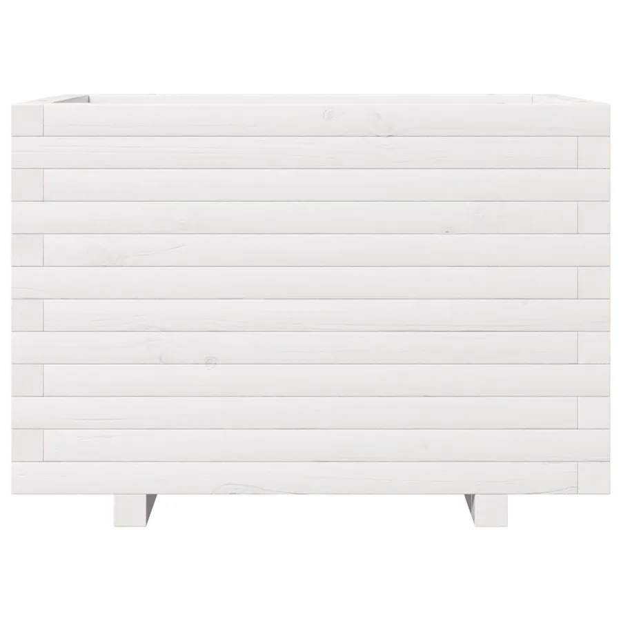 Jardinière blanc 70x40x49,5 cm bois de pin massif - 5