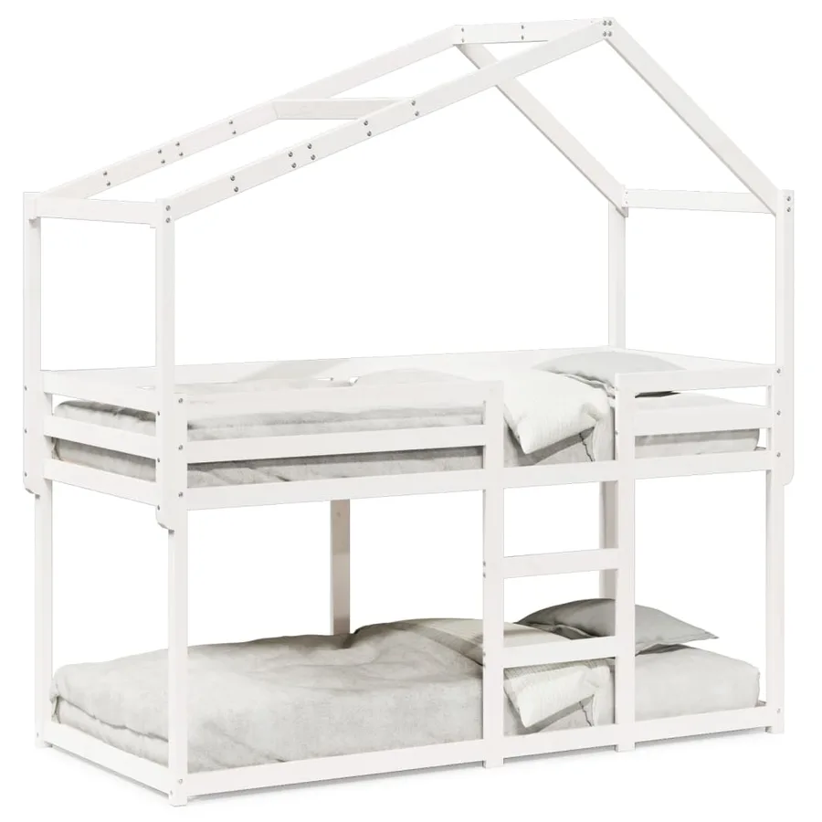 Lit superposé sans matelas blanc 90x190 cm bois de pin massif - 2