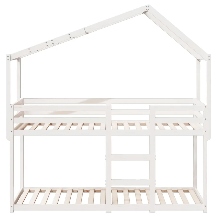 Lit superposé sans matelas blanc 90x190 cm bois de pin massif - 4