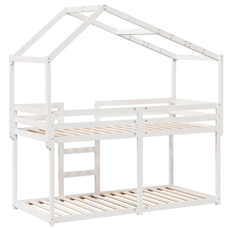 Lit superposé sans matelas blanc 90x190 cm bois de pin massif - 8