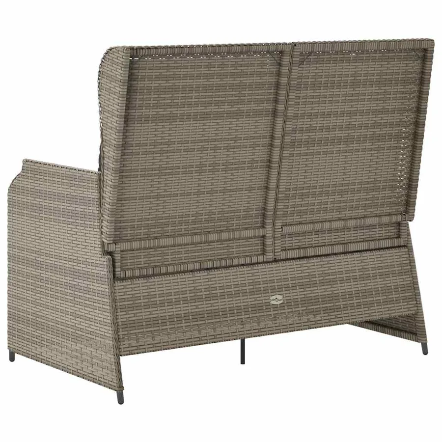 Banc inclinable de jardin avec coussins gris résine tressée - 6