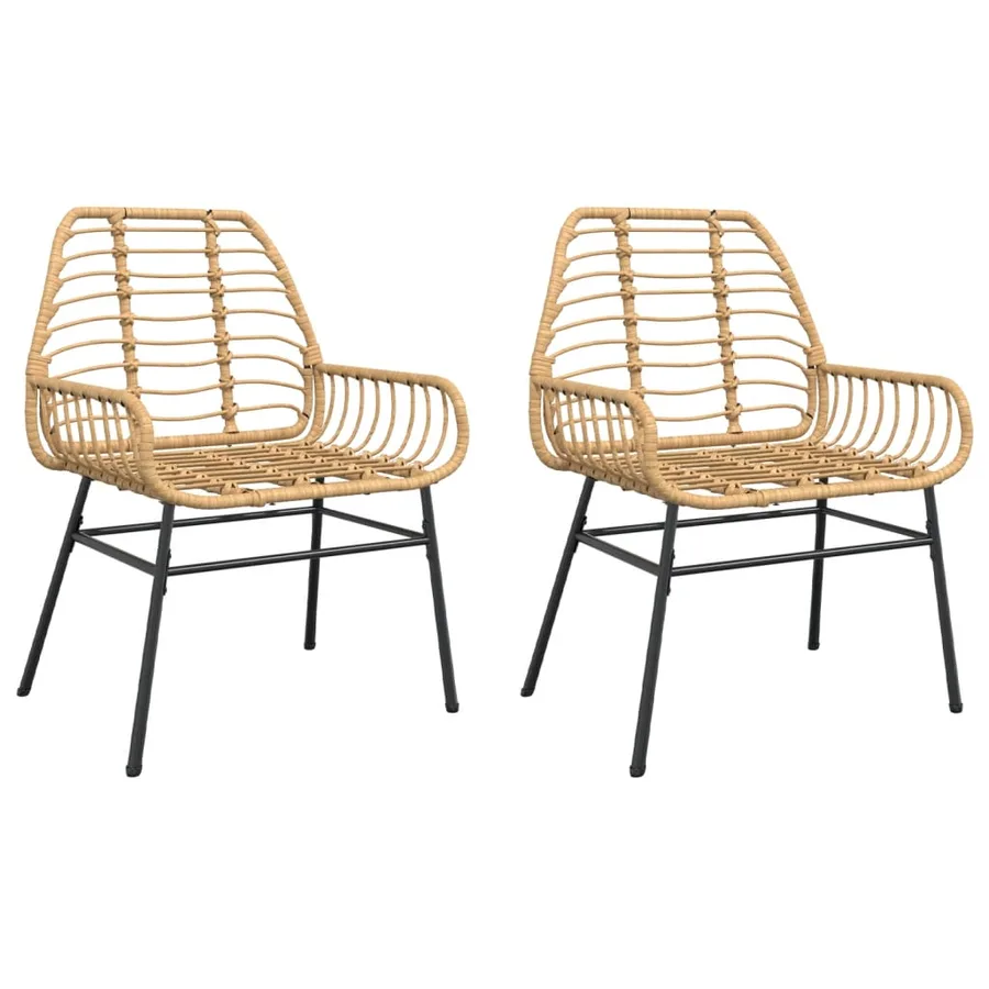 Chaises de jardin lot de 2 marron résine tressée - 2