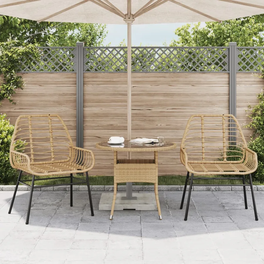 Chaises de jardin lot de 2 marron résine tressée - 3