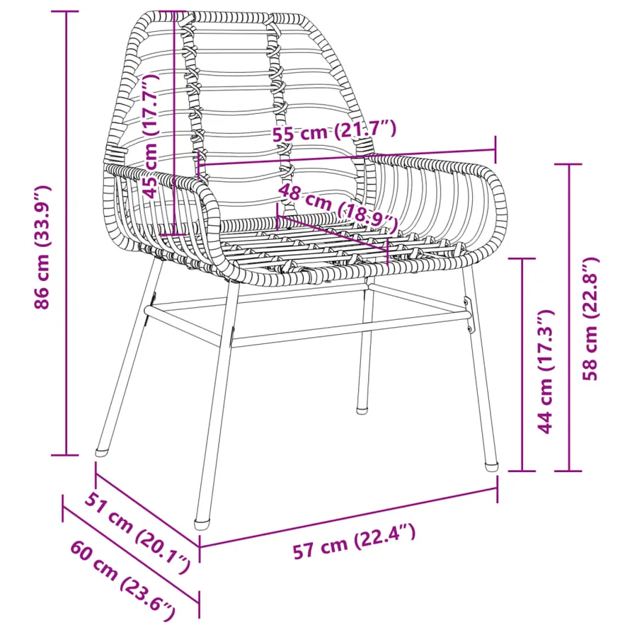 Chaises de jardin lot de 2 marron résine tressée - 9