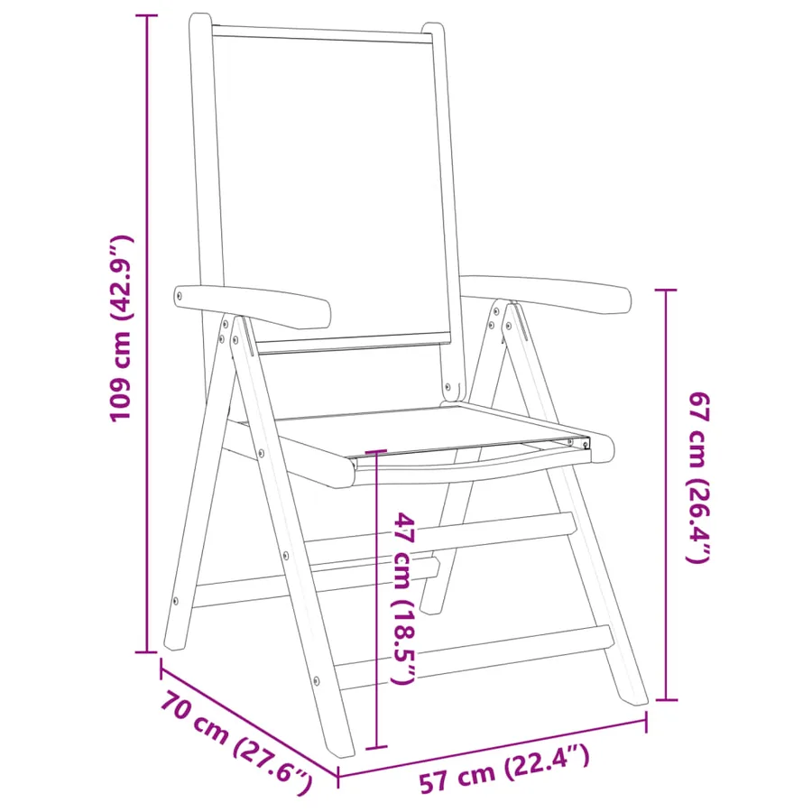 Chaises de jardin lot de 2 motif de feuilles acacia et tissu - 11