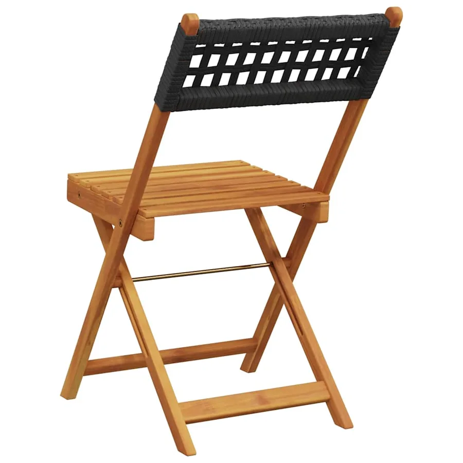 Chaises de jardin pliantes lot de 8 noir poly rotin bois massif - 6