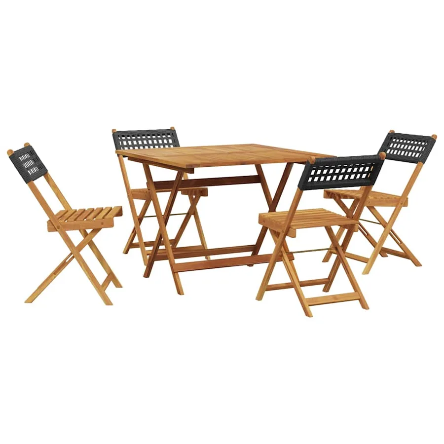 Ensemble à manger de jardin 5 pcs résine tressée et bois massif - 2