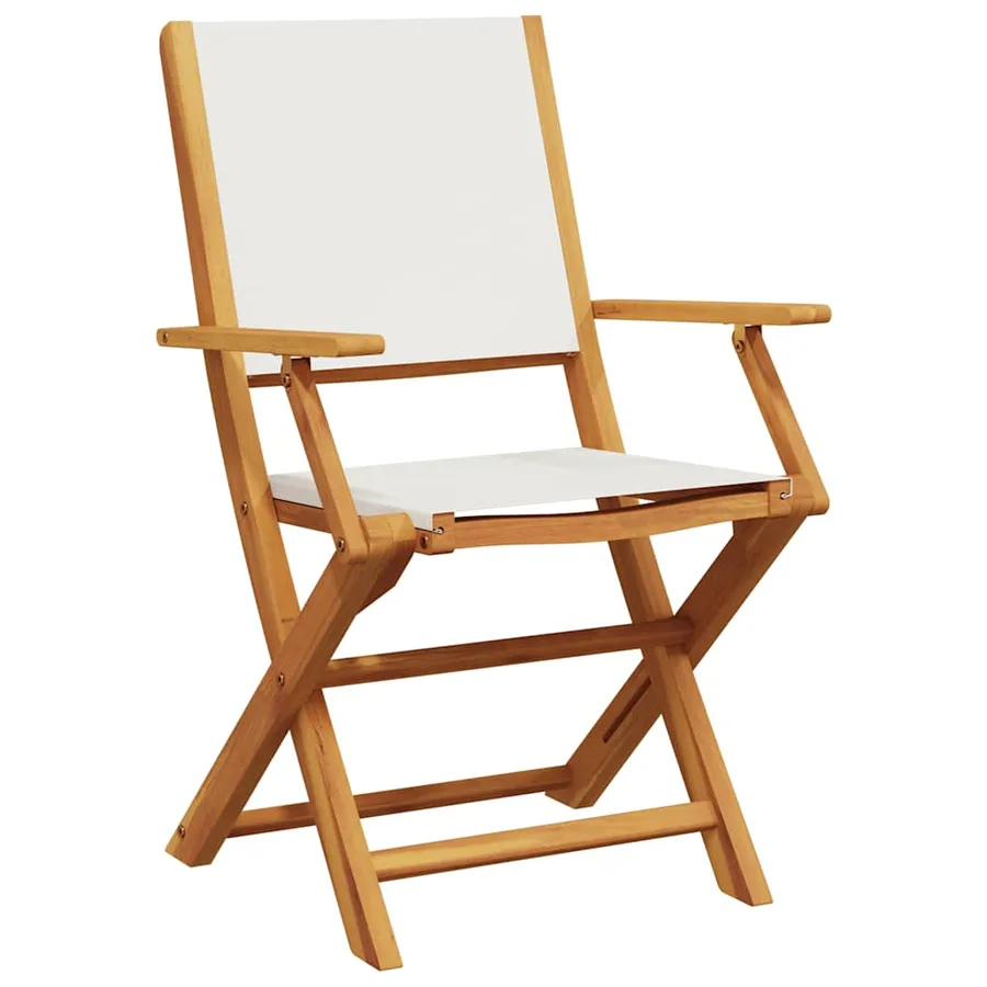 Ensemble de bistro 3 pcs blanc crème tissu et bois massif - 5