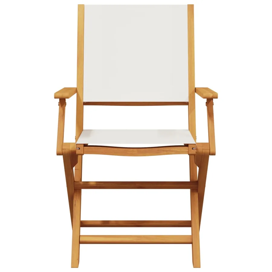 Ensemble de bistro 3 pcs blanc crème tissu et bois massif - 6