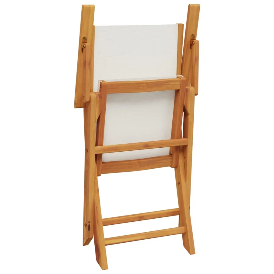 Ensemble de bistro 3 pcs blanc crème tissu et bois massif - 7