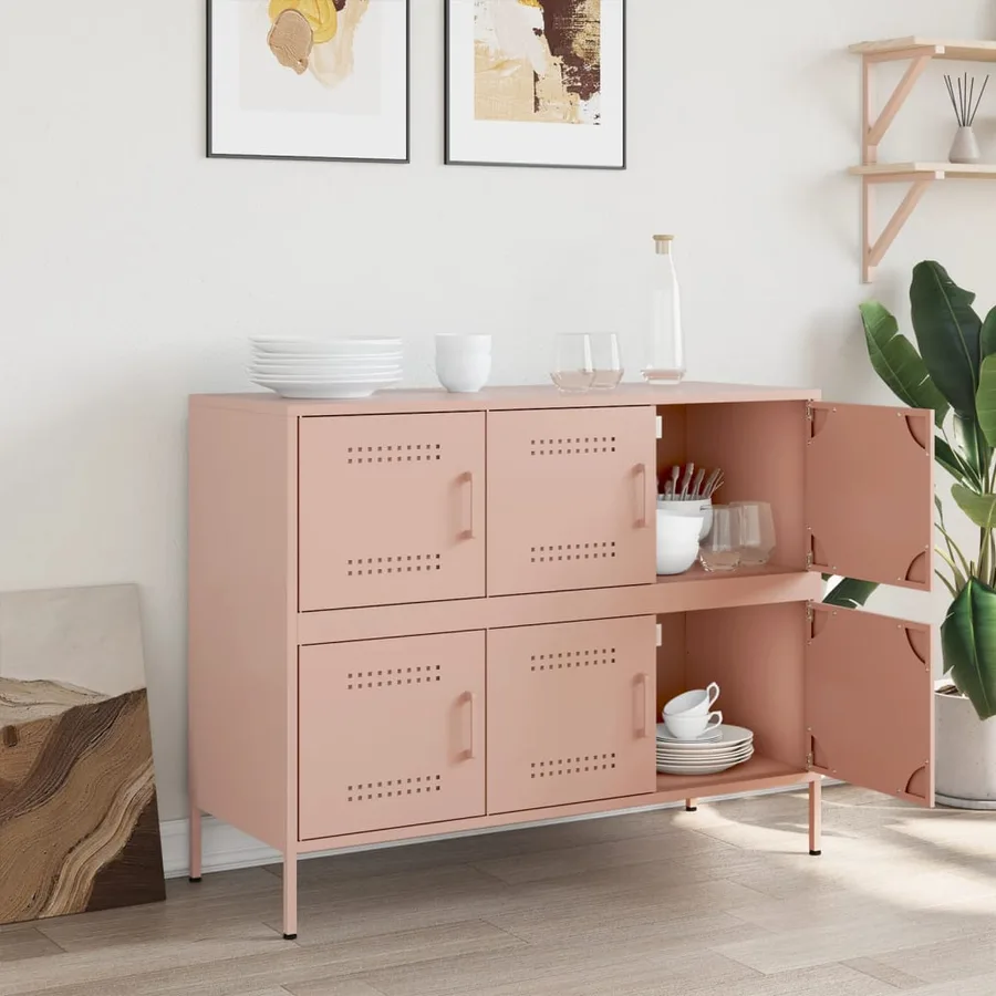 Buffet rose 100,5x39x79 cm acier - 3