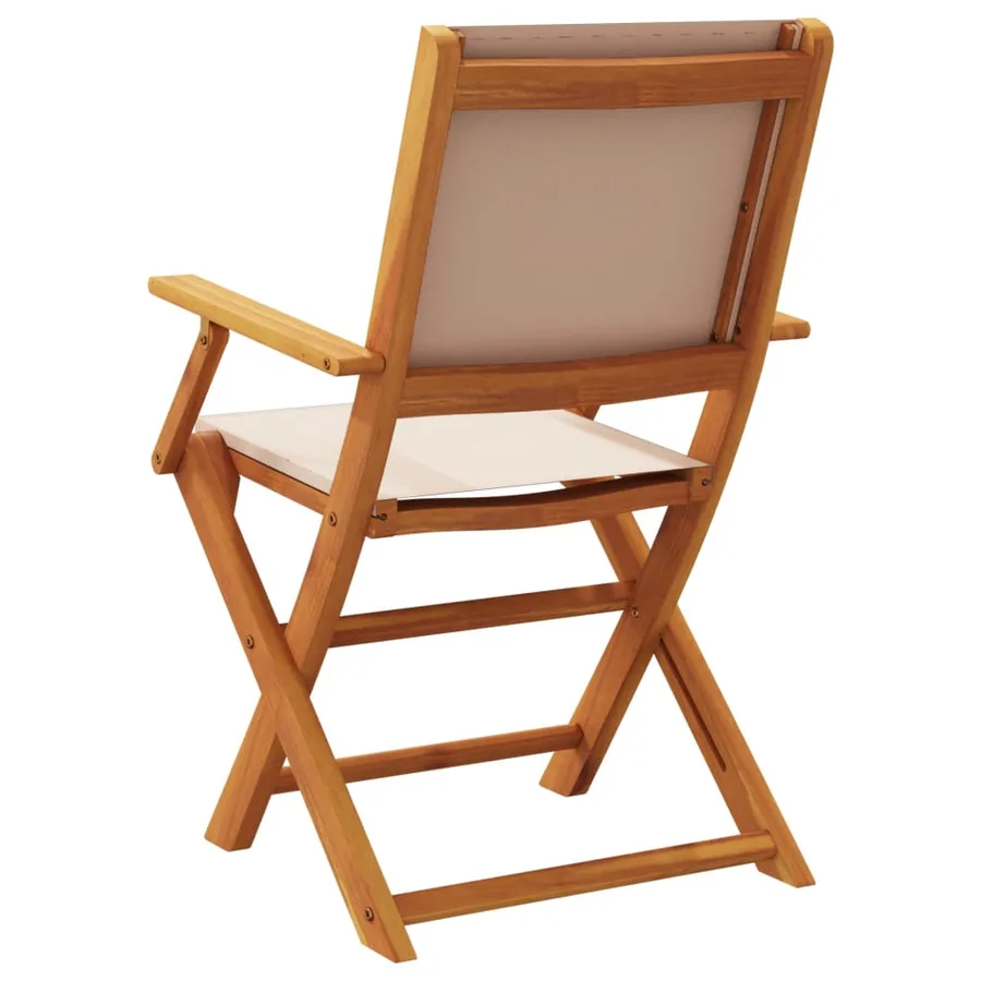 Chaises de jardin pliantes lot de 8 taupe tissu et bois massif - 6