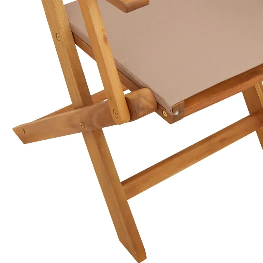Ensemble de bistro 3 pcs taupe tissu et bois massif - 11