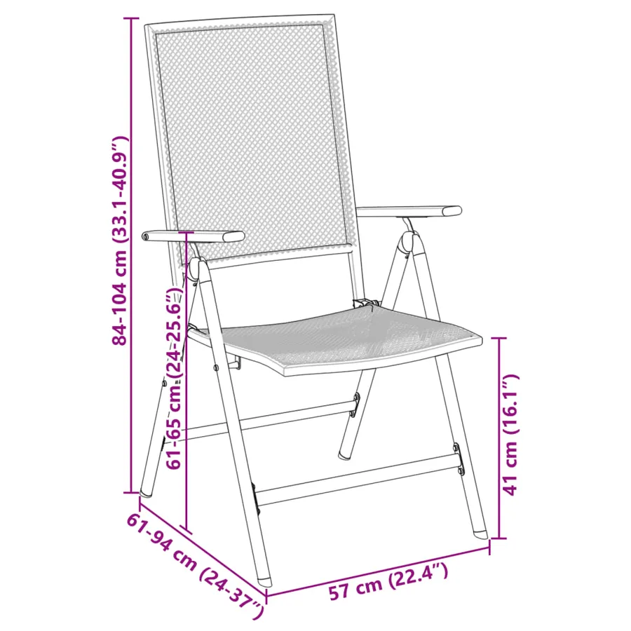 Ensemble de chaises de jardin inclinables 5 pcs anthracite - 14