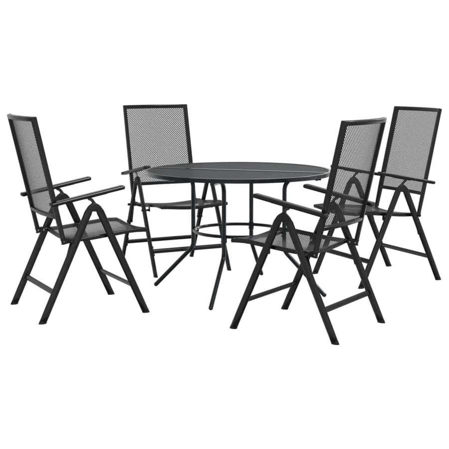 Ensemble de chaises de jardin inclinables 5 pcs anthracite - 2