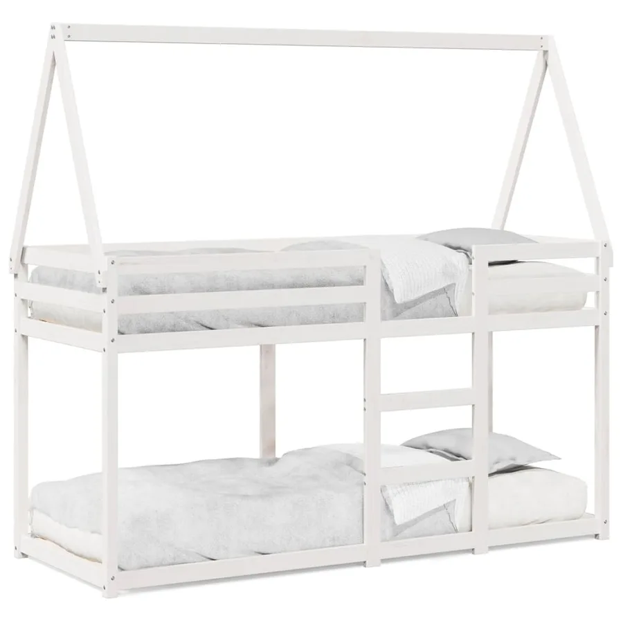 Lit superposé sans matelas blanc 90x190 cm bois de pin massif - 2