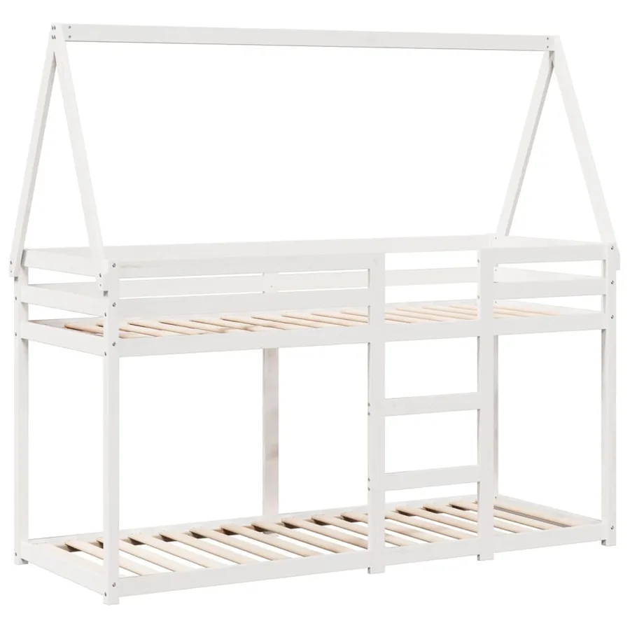 Lit superposé sans matelas blanc 90x190 cm bois de pin massif - 3