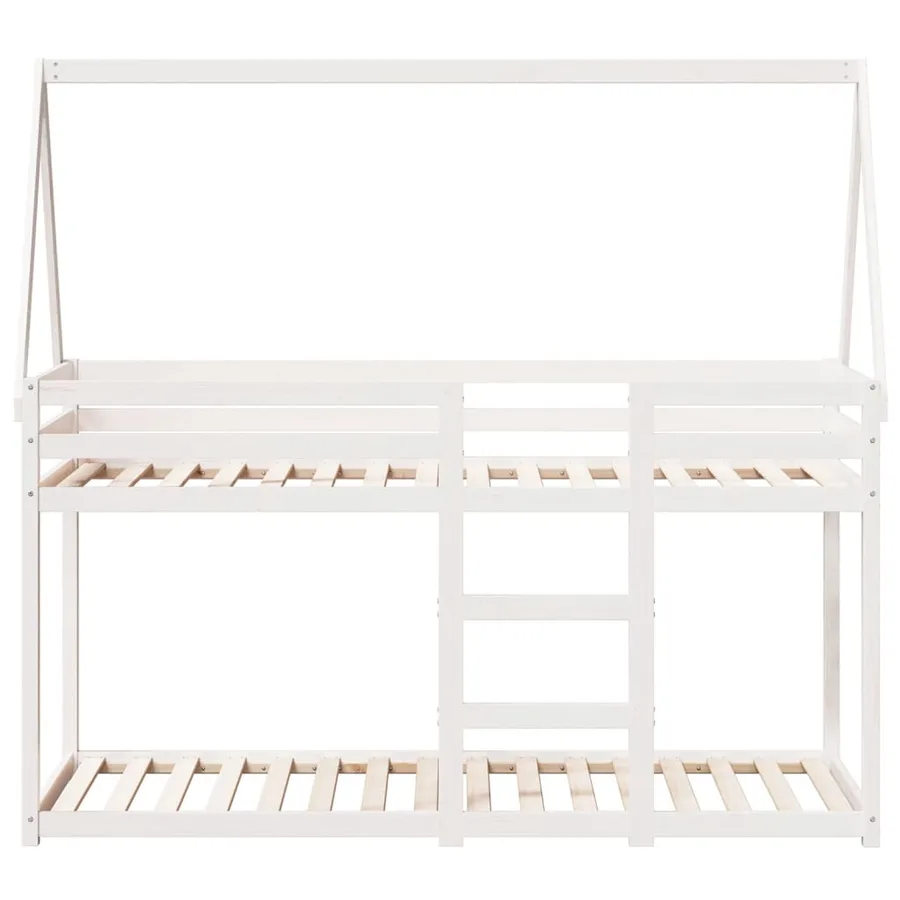 Lit superposé sans matelas blanc 90x190 cm bois de pin massif - 4