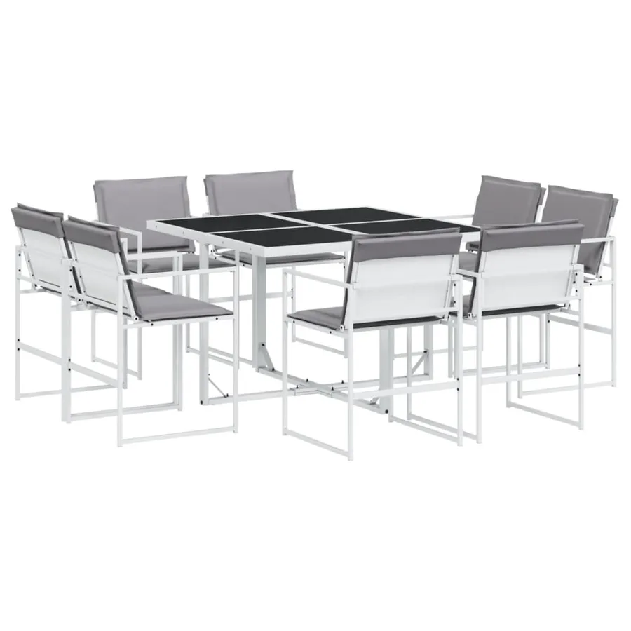 Ensemble à manger de jardin avec coussins 9 pcs blanc textilène - 2