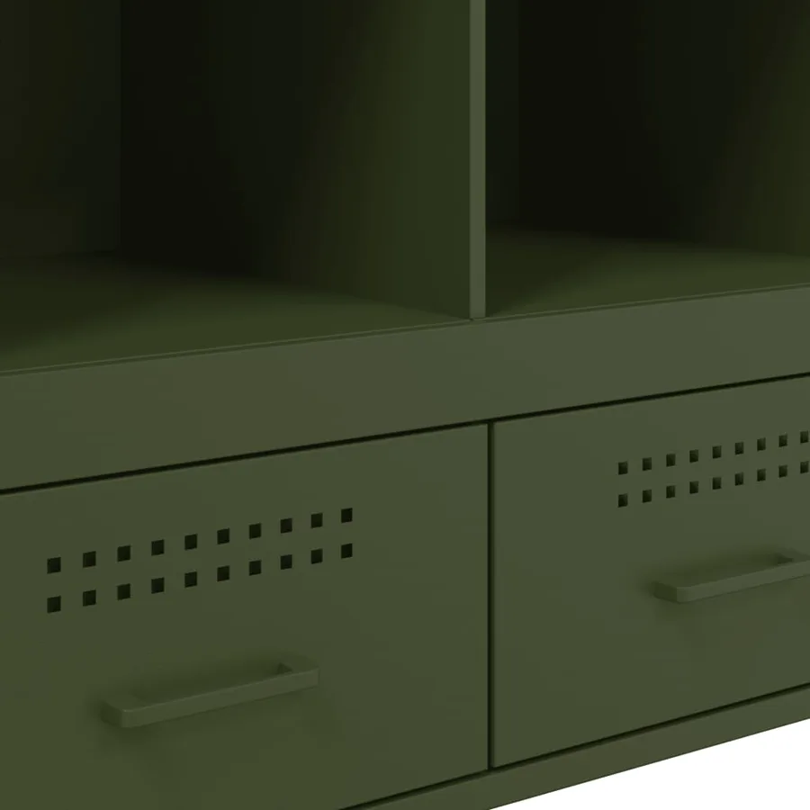 Buffet haut vert olive 68x39x101,5 cm acier - 11