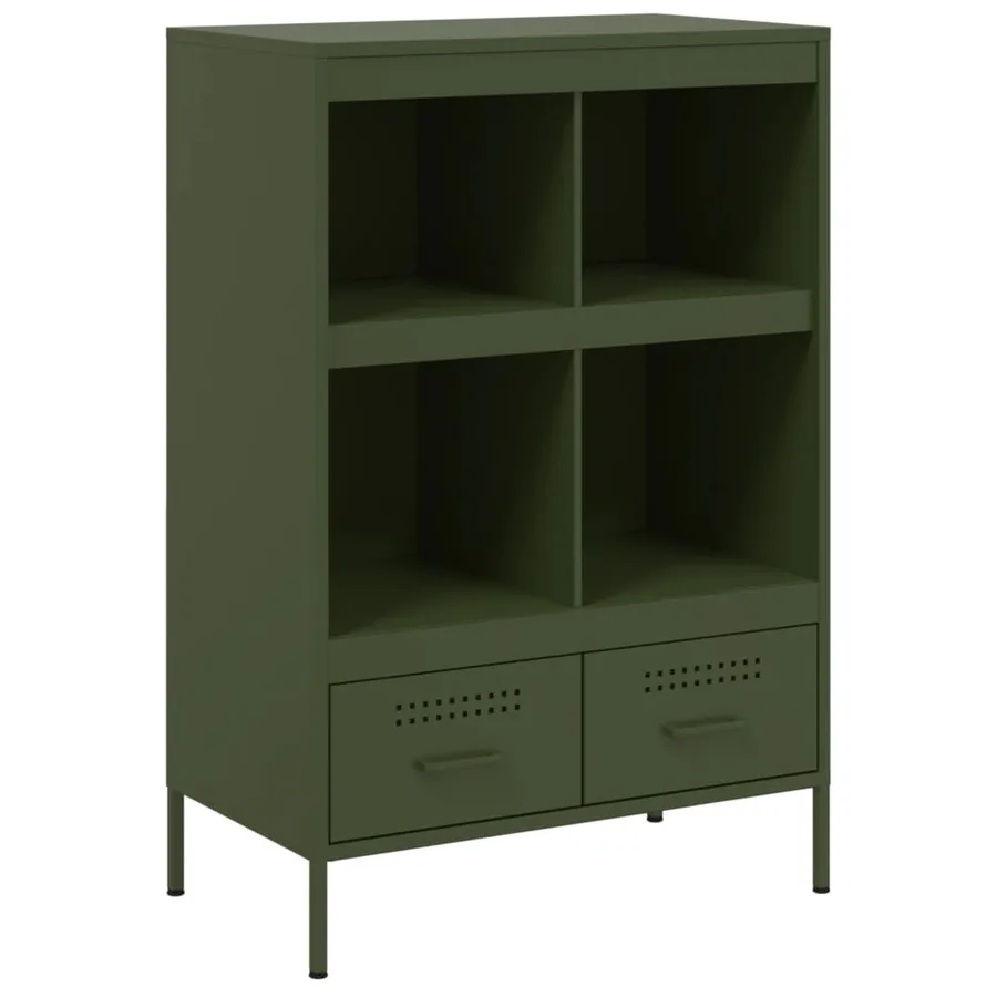 Buffet haut vert olive 68x39x101,5 cm acier - 2