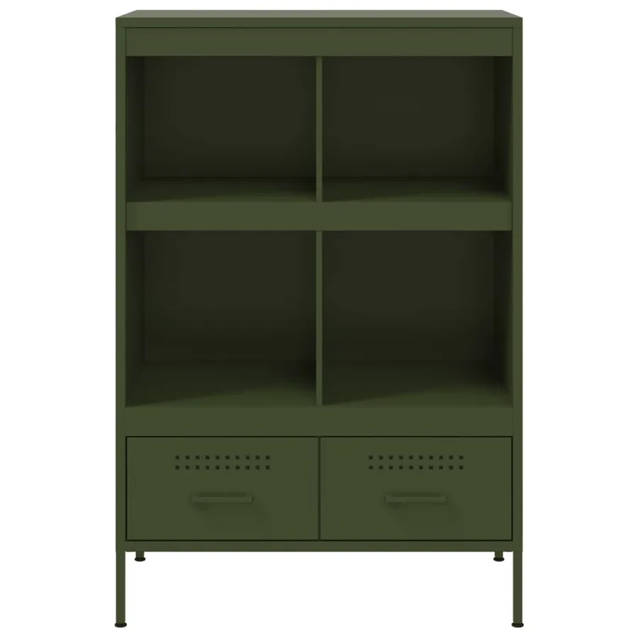 Buffet haut vert olive 68x39x101,5 cm acier - 6