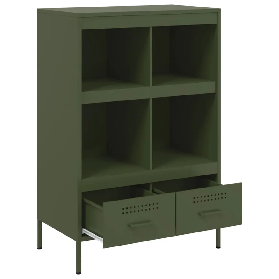 Buffet haut vert olive 68x39x101,5 cm acier - 9