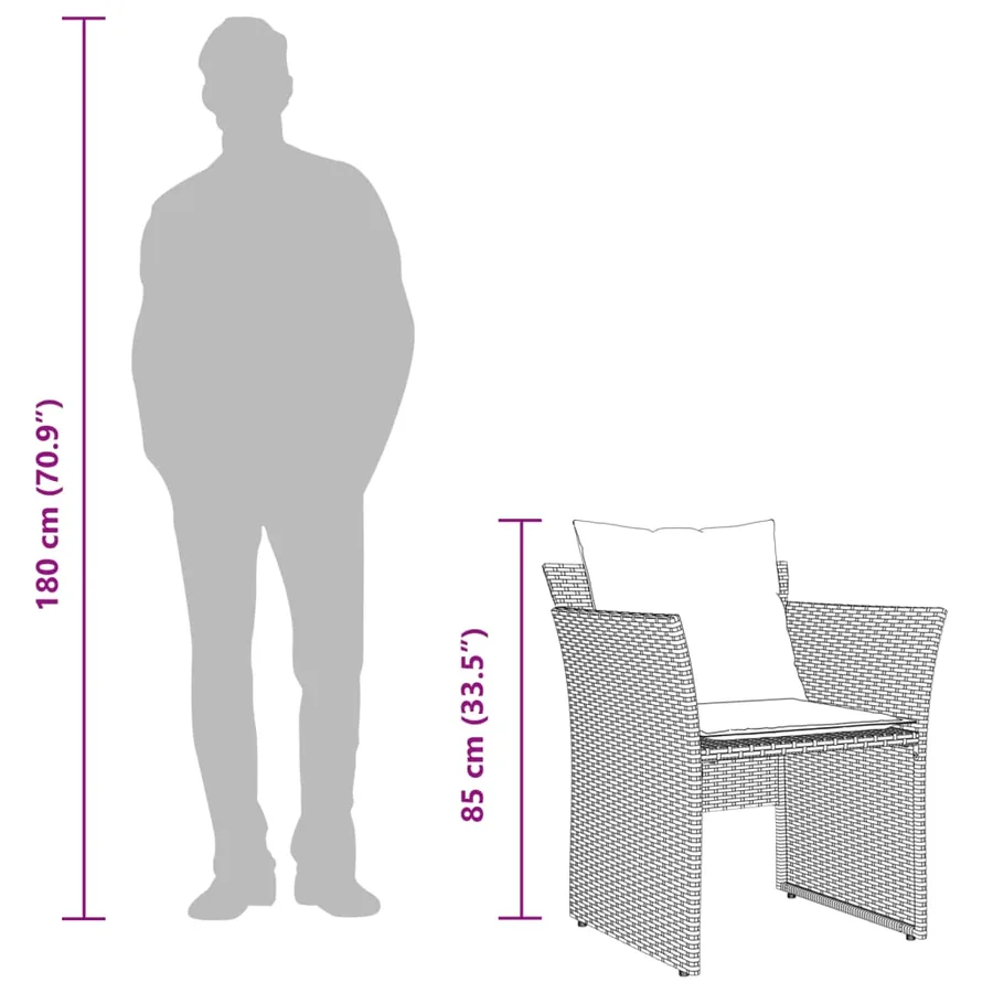 Chaise de jardin avec tabouret marron résine tressée - 11