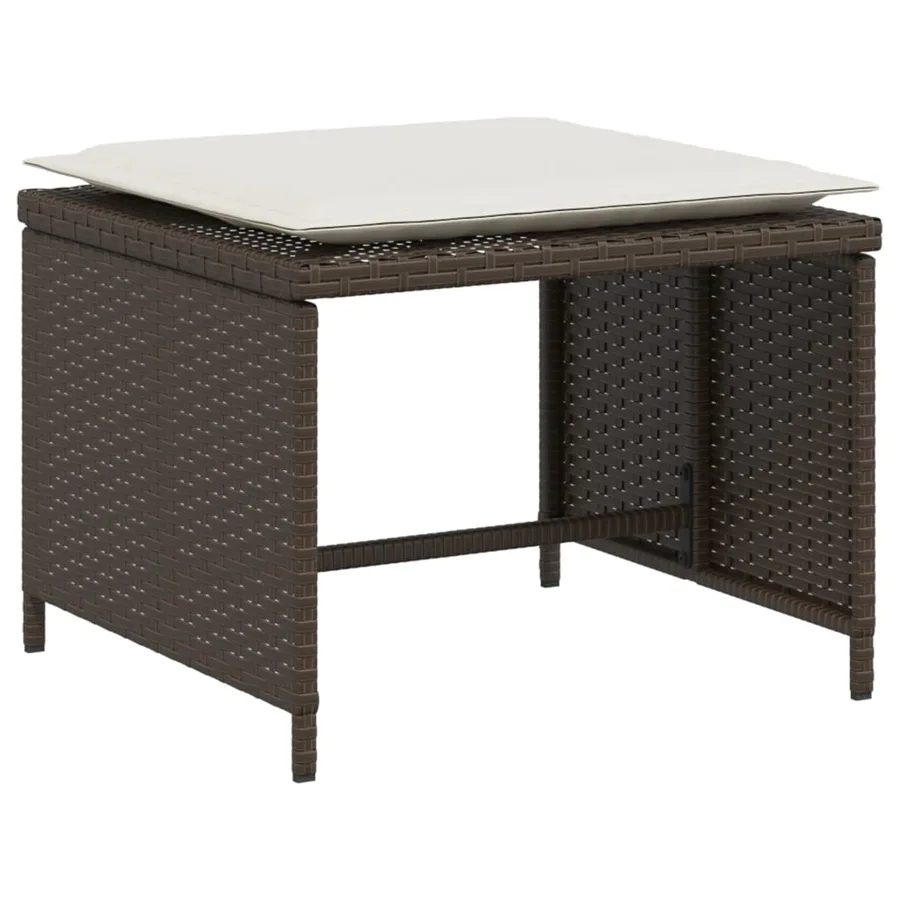 Chaise de jardin avec tabouret marron résine tressée - 6
