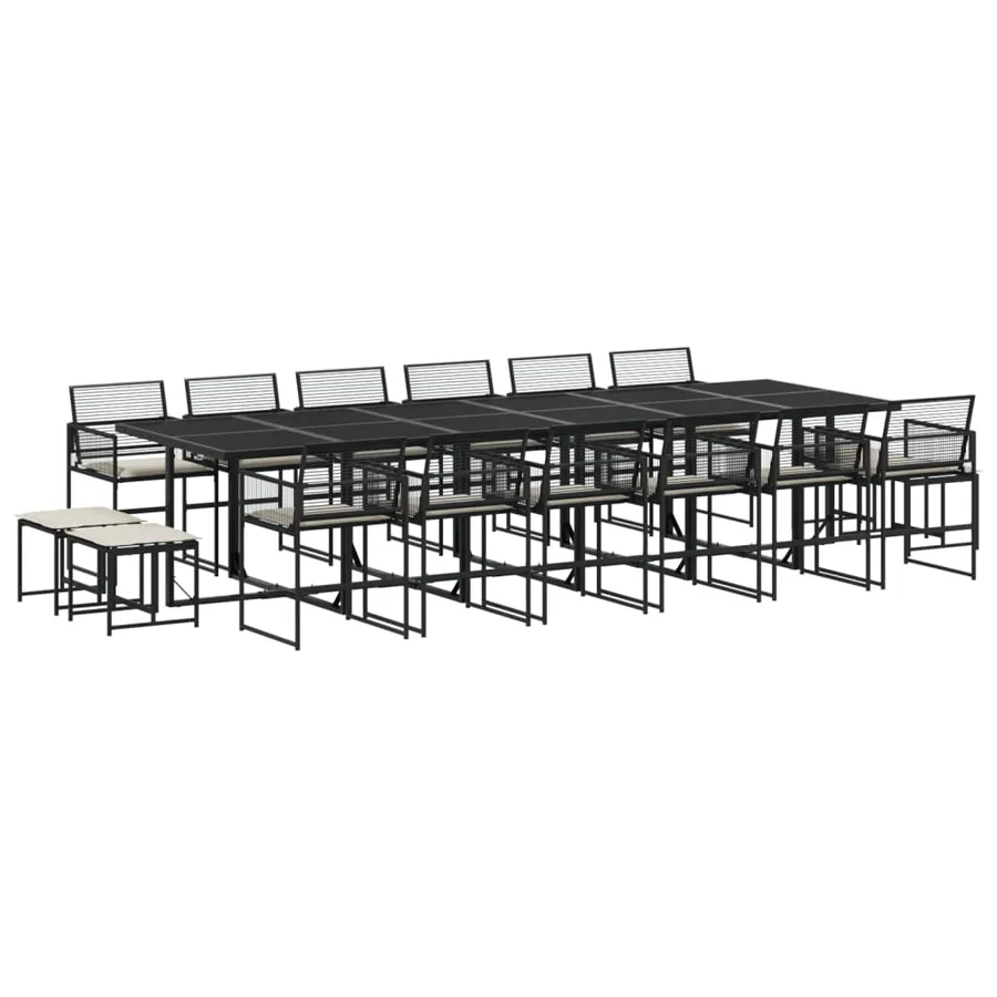 Ensemble à manger de jardin 17 pcs coussins noir résine tressée - 2