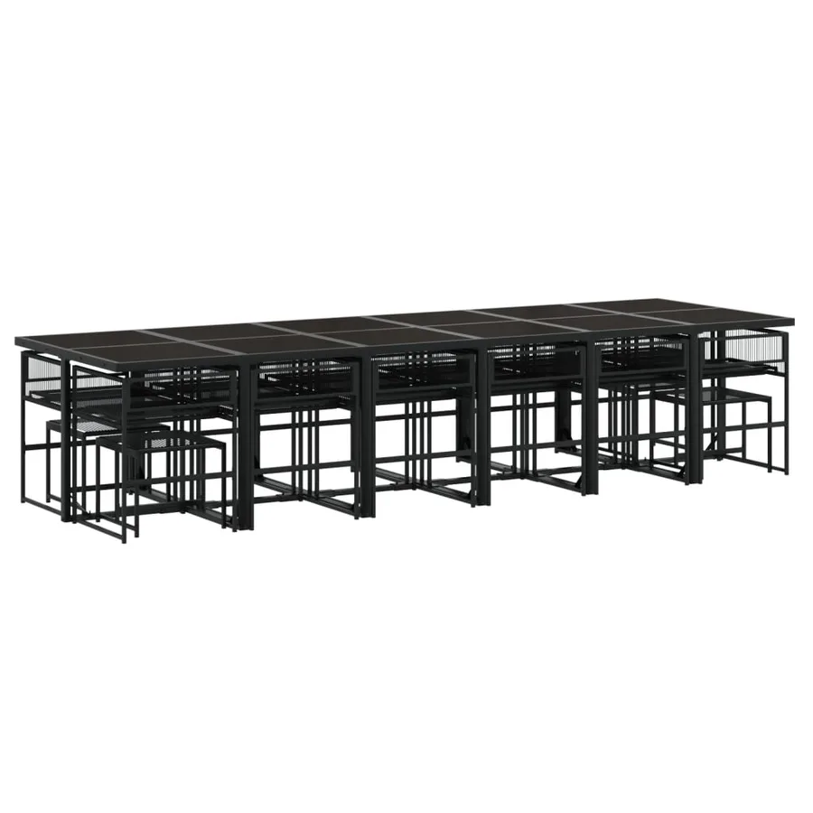 Ensemble à manger de jardin 17 pcs coussins noir résine tressée - 3