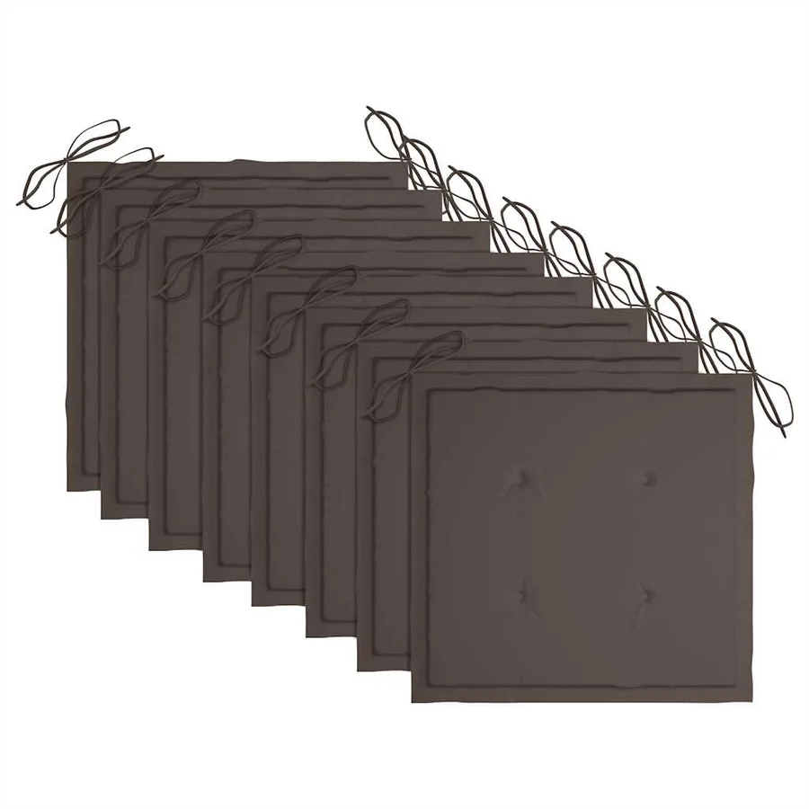Chaises de jardin et coussins taupe lot de 8 Bois teck massif - 6