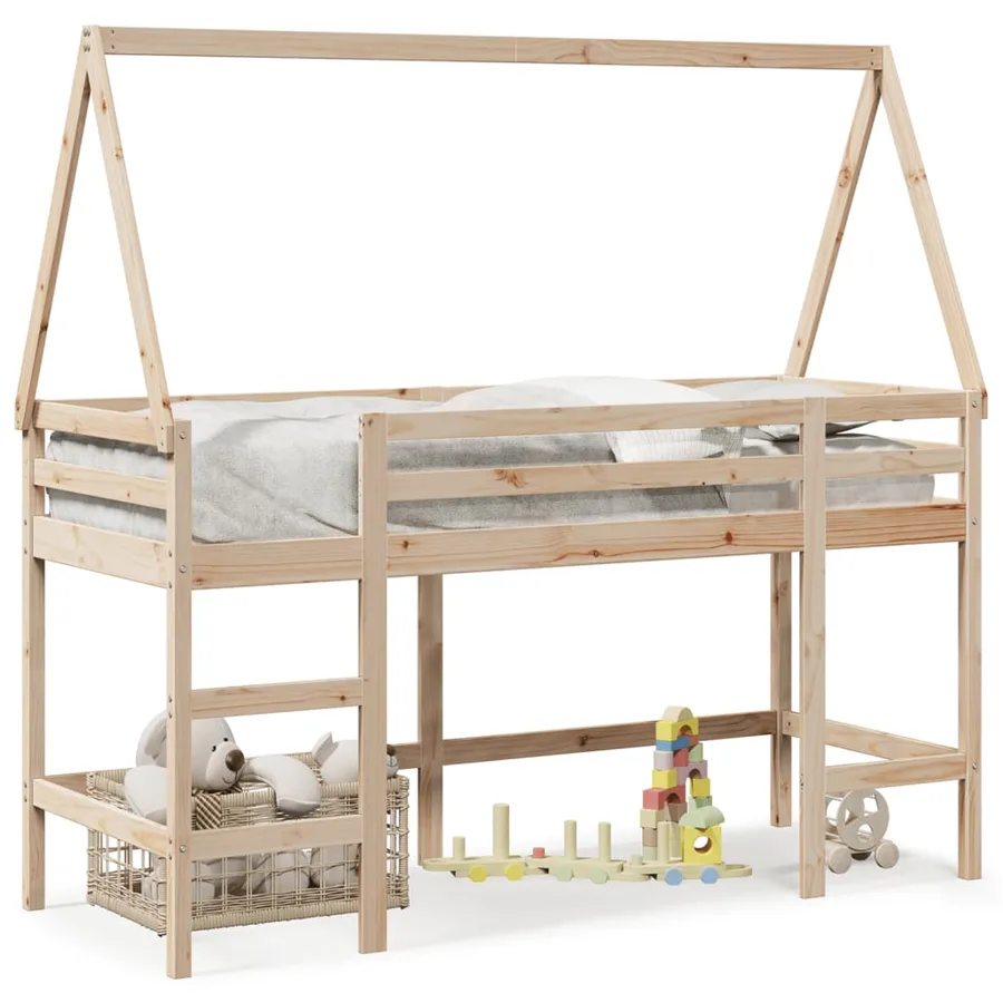 Lit superposé avec échelle et toit sans matelas 80x200 cm - 2