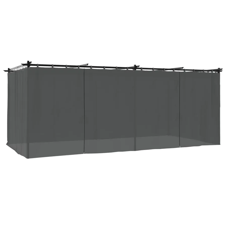 Tonnelle avec rideaux anthracite 6x3 m acier - 2