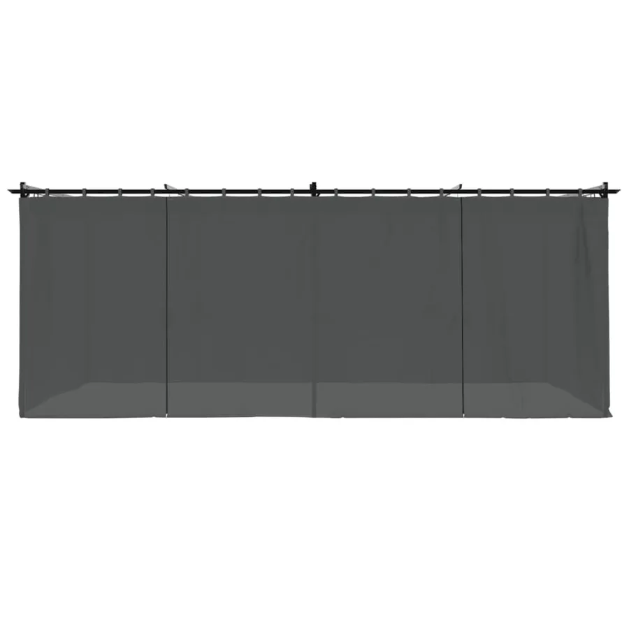 Tonnelle avec rideaux anthracite 6x3 m acier - 4
