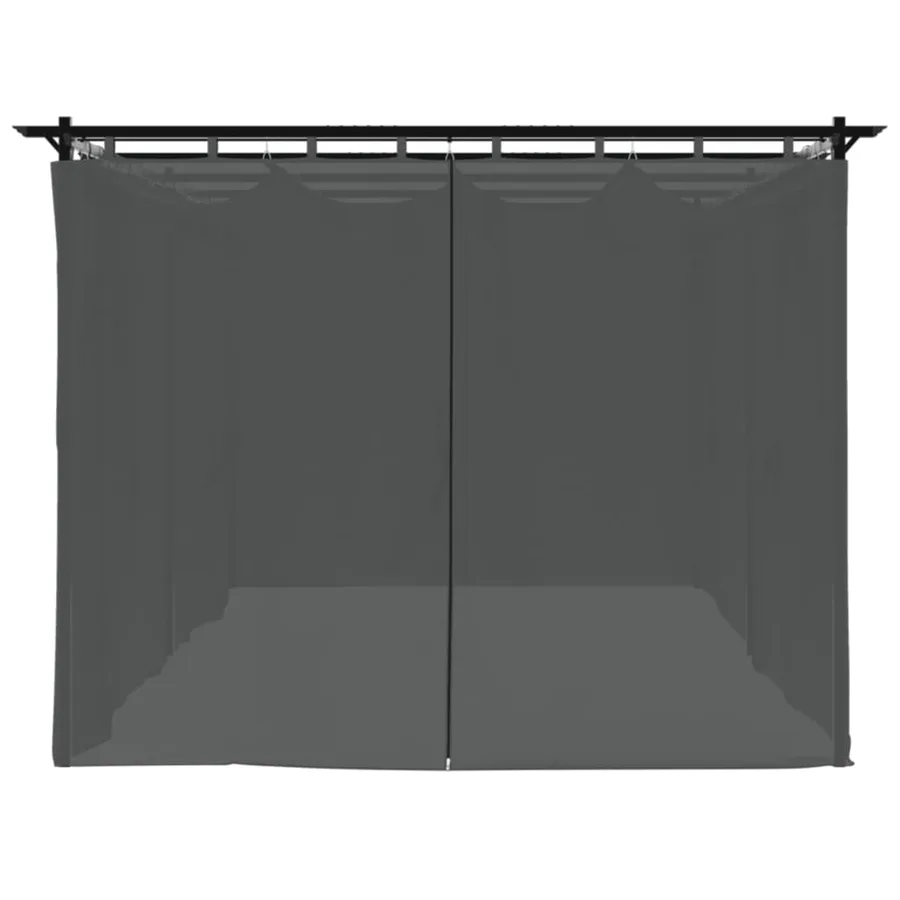 Tonnelle avec rideaux anthracite 6x3 m acier - 5