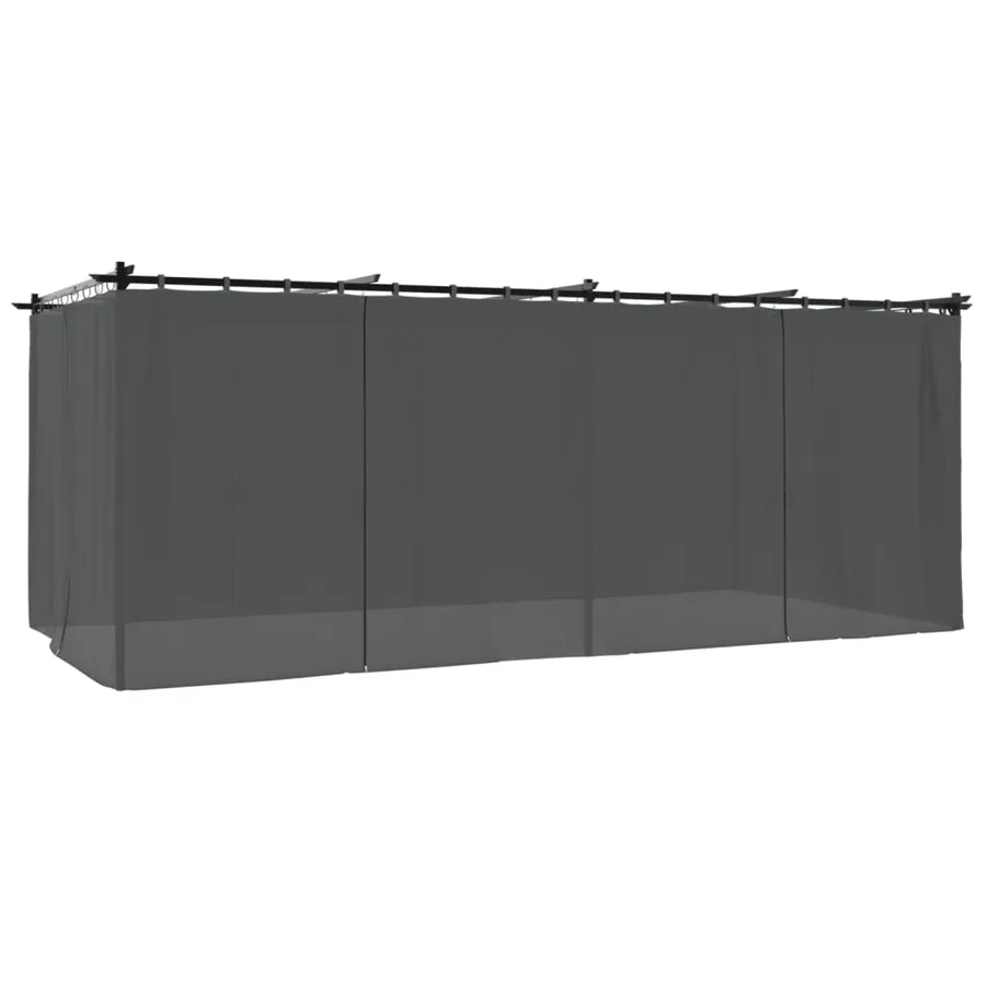 Tonnelle avec rideaux anthracite 6x3 m acier - 6