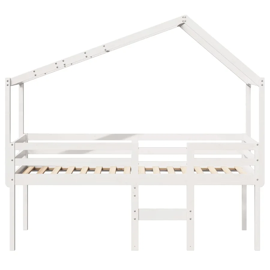 Lit haut sans matelas blanc 75x190 cm bois de pin massif - 4