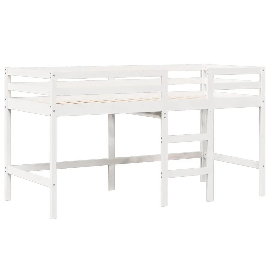 Lit haut sans matelas blanc 75x190 cm bois de pin massif - 5