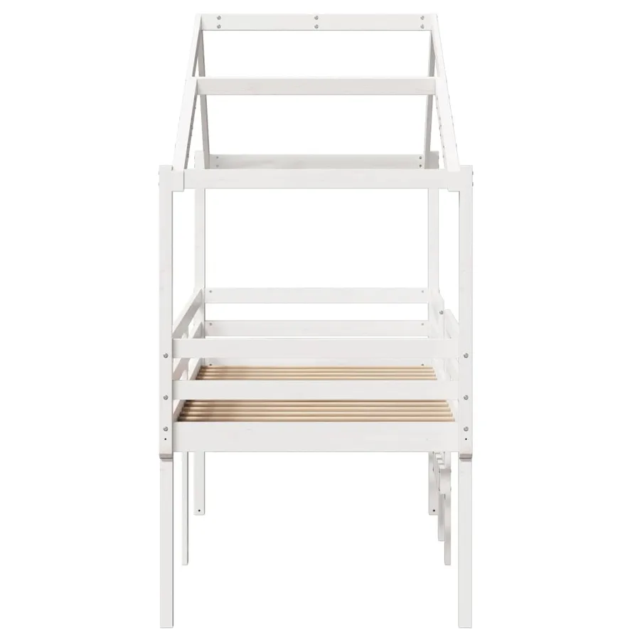 Lit haut sans matelas blanc 75x190 cm bois de pin massif - 7