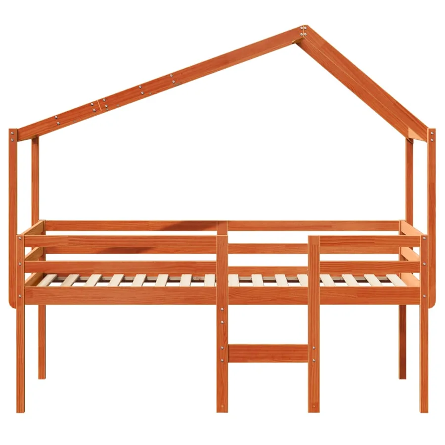 Lit haut sans matelas cire marron 80x200 cm bois de pin massif - 4