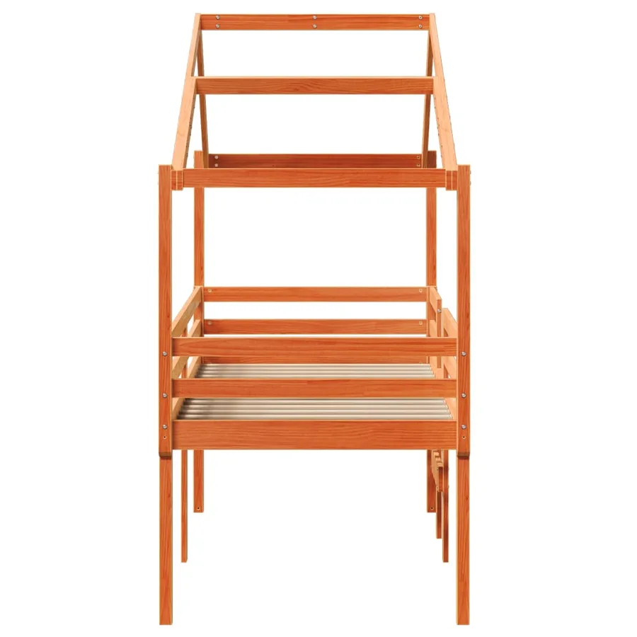 Lit haut sans matelas cire marron 80x200 cm bois de pin massif - 7
