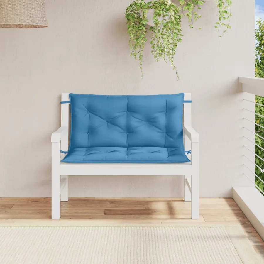 Coussins de banc de jardin lot de 2 bleu mélangé tissu - 3