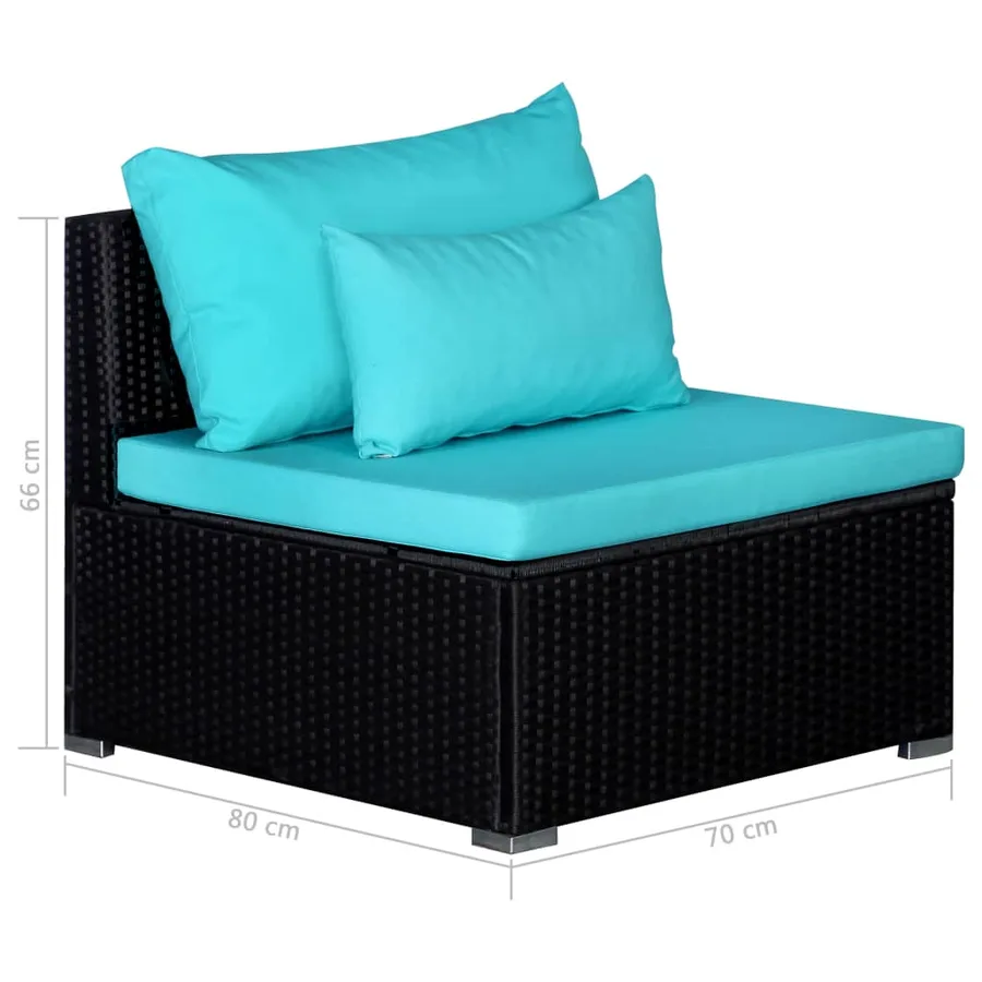 Salon de jardin 9 pcs avec coussins résine tressée bleu - 10