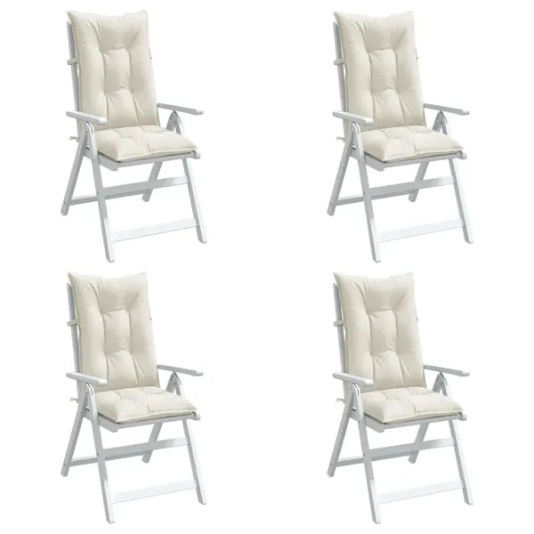 Coussins de chaise à dossier haut lot de 4 crème mélangé tissu