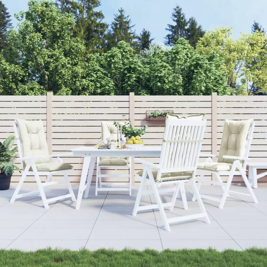 Coussins de chaise à dossier haut lot de 4 crème mélangé tissu - 3