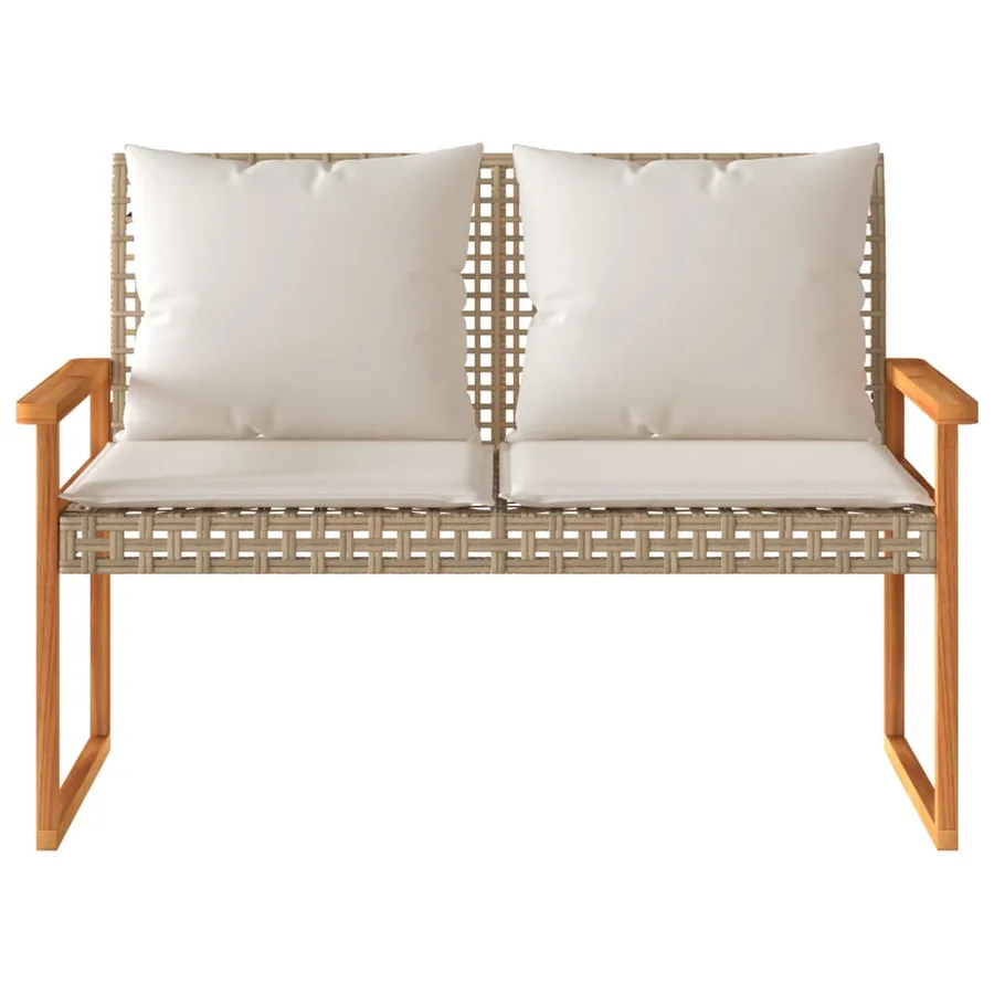 Salon de jardin avec coussins 4pcs mélange beige résine tressée - 5