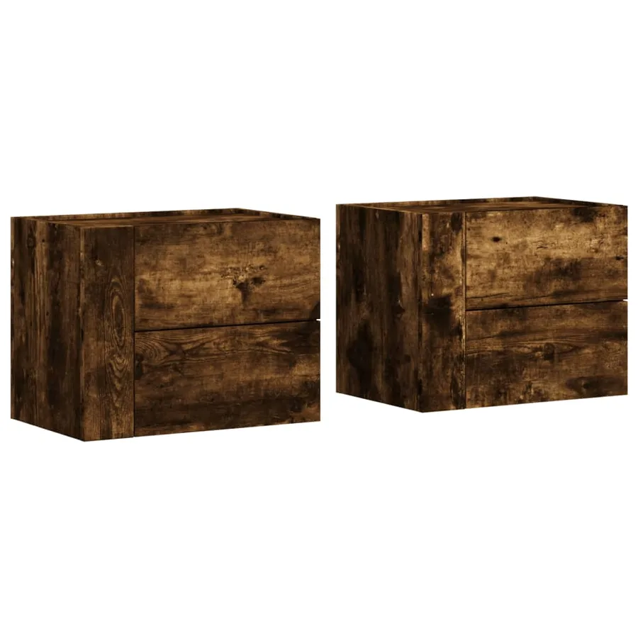 Tables de chevet murales 2 pcs chêne fumé 45x30x35 cm - 2