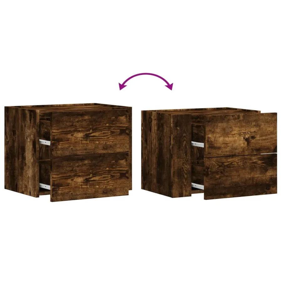 Tables de chevet murales 2 pcs chêne fumé 45x30x35 cm - 9