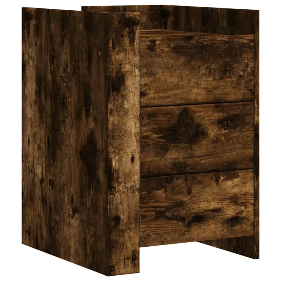 Table de chevet chêne fumé 45x50x65 cm bois d'ingénierie - 2